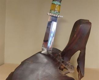 50% OFF TODAY! Eagle Knife and Wood Sculpture 10.5" by 17" by 8" Asking $1,250.00