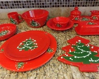 50% OFF TODAY! Waechtersbach W Germany Christmas Dish Set 65 Piece Set: (12) Chargers, (17) Dinner Plates, (12) Bowls, (12) Mugs, (2) Trivets, (1) Lrg Bowl, Cream & Sugar with Serving Plate, Cover Butter Dish, (2) Pie Plates, (2) Sm Bowls, (1) Extra Lrg Bowl and 2 Matching Cloth Napkin Holders Asking $850.00