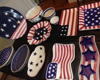 50% OFF TODAY! Independence Day Serving Set: Boston Warehouse Trading Corp., Gates Ware, Bazaar World Inc. Boleslawio Hand Made in Poland 15 Piece Set Asking $375.00 for the set