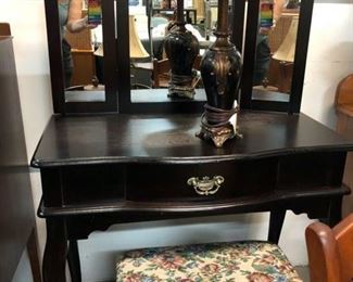 Antique woman's make-up dressing table with stool