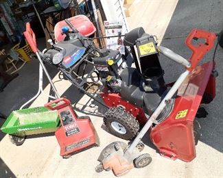 Toro Power Max snow blower, Edge Hog, power shovel, chemical spreader