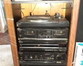 Sony component cabinet system cabinet and speakers