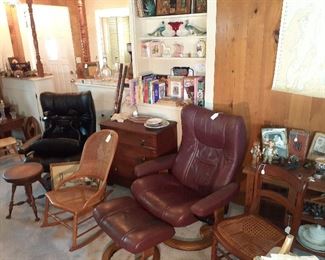 leather swivel arm chairs, claw foot stool