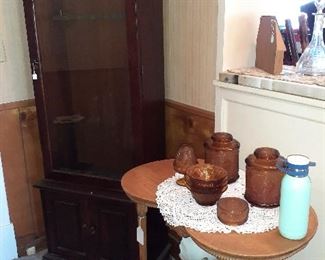 gun cabinet, pitcher and basin