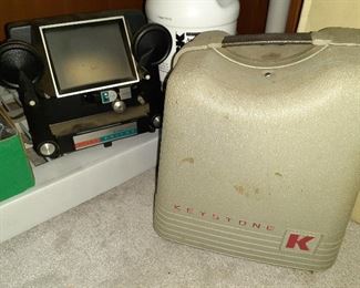 Sears 8mm editor, Keystone projector and tripod
