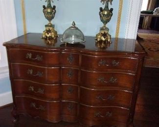 French Provincial style Chest of Drawers, Brass 7 Marble Candlesticks