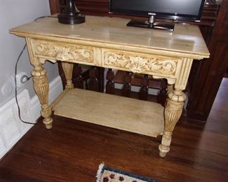 Small Carved Vintage Table, painted
