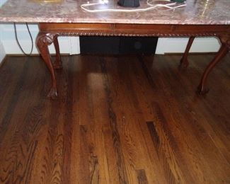 Console Table with Large Rectangular Pink Marble Top