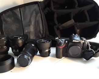 Nikon camera, lenses, camera bag - itemized list and prices in description 