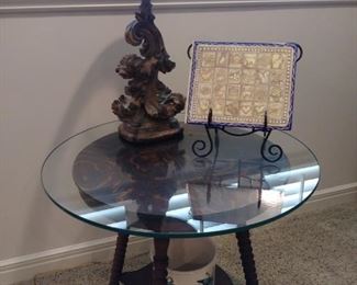 Antique table w/glass top
