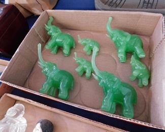 Glass elephant figures