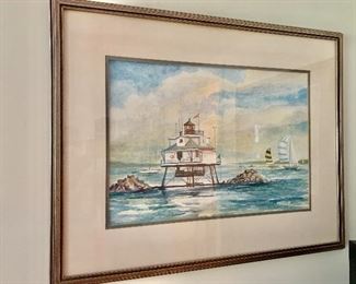 $200 Lighthouse watercolor 29" Wide by 23" high