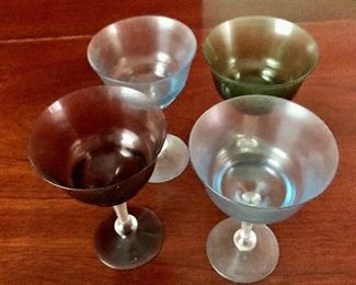 $30 4 colorful vintage glasses 5.5" - 6" tall 