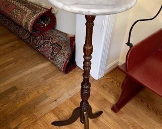 $60 Marble top stand 37" high by 12" diameter