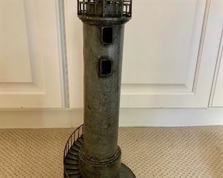 $40 Tin folk art lighthouse  191/4 inches high , 6" diameter