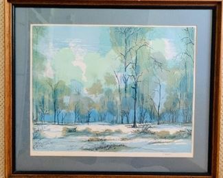 $120 Lithograph signed Casati Woods 27" Long by 23" high