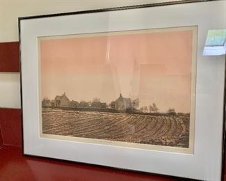$150 "Cotswald Hamlet" Scenic Genevieve Roberts  Farm lithograph  24" Long by 18" Wide  