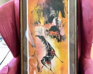 $95 Horse litho  signed Hoi  31" H by 16" Wide
