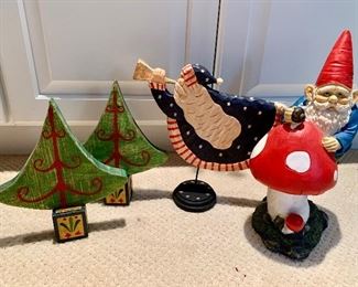 $40 Lot of Christmas decor; gnome is 12" H. 