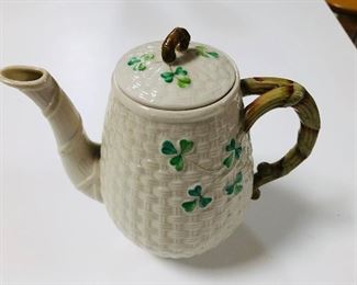 $50 Belleek Teapot with Bamboo Handle 