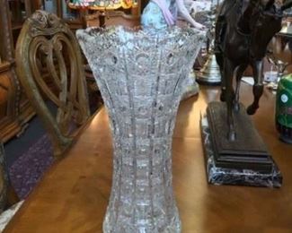 Large cut glass vase 16” H Estimate $400 Bid $75