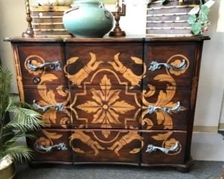 Large painted chest of drawers 43” H  x 66 W Estimate $900 Bid $150