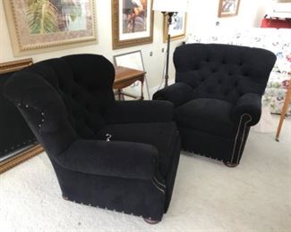 Pair of Black Corduroy Chairs Est $1000 Bid $200 