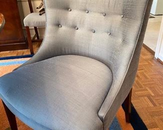 Two Custom Silk Tufted Back Chairs