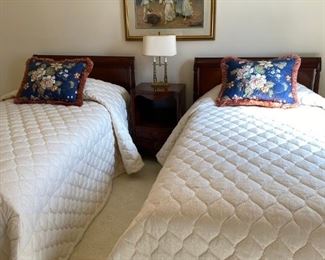 Two Mahogany Headboards and Frames, and Night Stands.