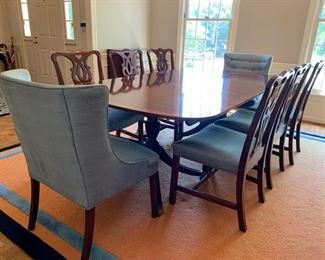 Duncan Phyfe Dining  Table ,  with  8 Matching Chairs and Two Custom Made Captains Chairs