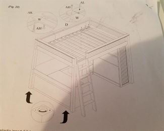 Pottery Barn Sleep/Study/Loft platform bed w/ ladder. Have all parts/screws & instruction manual