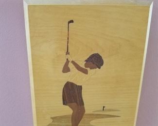 wooden golf art, by Nelson