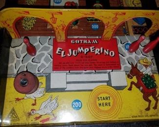 antique El Jumperino tin game, in original box, missing the top