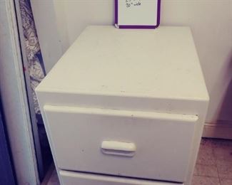 D-G-189 - White Wooden 2-drawer file cabinet - 28" tall, 25"deep, 20" wide - $35