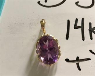 D-J-17  $150  14k Amethyst & Diamond Pendant