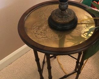 Brass-topped side table - $125