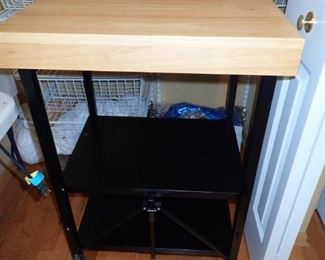 BUTCHER BLOCK FOLDING CART ON WHEELS