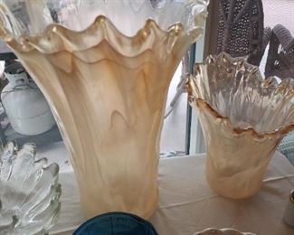 Signed Murano Italy Glass Vases