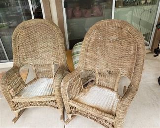 Rare Wicker Stick Ball Rockers