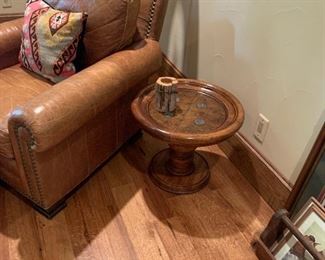 Rustic side table with copper insert