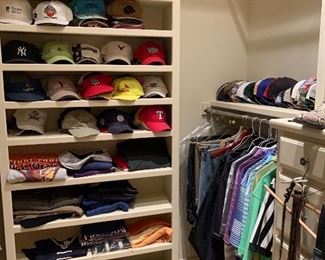 High end men’s clothes , huge hat collection and high end boots