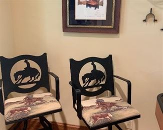 Western iron swivel barstools 