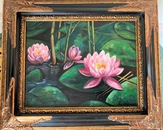 Waterlillies painting - $125 - 19" x 16"