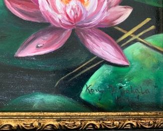 Alternate view - Waterlillies painting - $125 - 19" x 16"