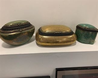 3 Signed Art Pottery Boxes - one chipped - $100 - Largest is 10" x 8"