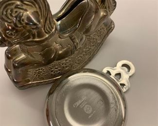 Alternate view - Silverplate Rocking Horse Bank and Pewter Porringer - $25