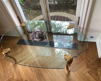 Glass Table on Acanthus Legs - $350 - 15 1/2"H x 36"W x 54 1/2"L