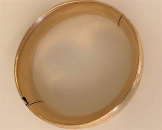 Alternate view - 14K Gold Bangle Bracelet - 30 Grams - $950 - 2 3/8" inner diameter - 3/4" wide - small dent.