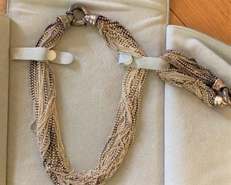 Sterling Silver Multichain Necklace and Bracelet - $125 - Necklace 16 1/2"L, Bracelet 7 1/4"L