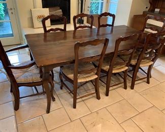 Kitchen Table and Chairs - $350 All - Table 30"H x 84"L x 41 1/2"W - Chairs 41"H x 2 1/2"W x 20"D. (One chair seat needs repair) . 